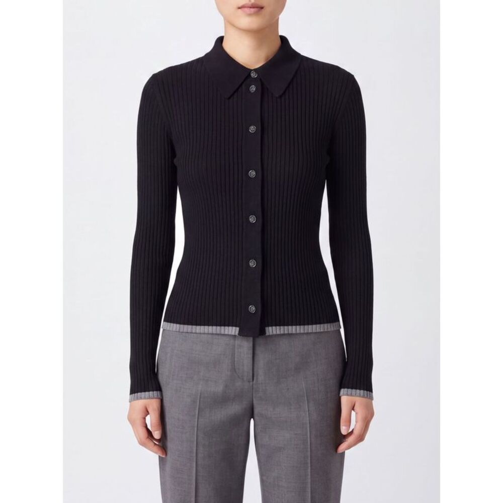 Roberto Collina Women Roberto Collina Slim Fit Ribbed Merino Wool Polo Cardigan